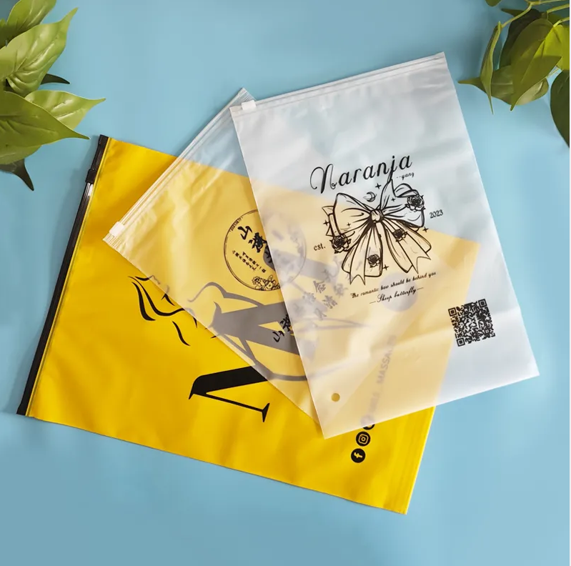 Eco-friendly Custom Printing Plastic Packaging Transparent PE Frosted Zipper Bag