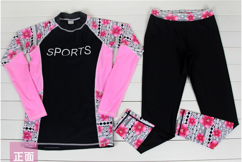 2019 UV Protection Swimming suit for women long sleeve and legs swimwear shorts pants set beach surf clothes swimsuit