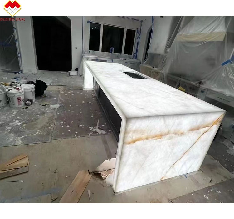 Natural Translucent Ice Age Onyx Marble Slab for Backlit Wall Panel Table Top in Hotels