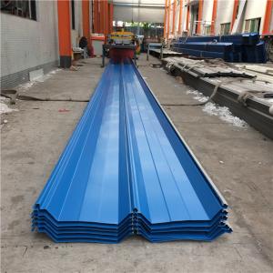 Quality 760mm prepainted hot-dip zinc blue corrugated steel roof sheet for warehouse wholesale