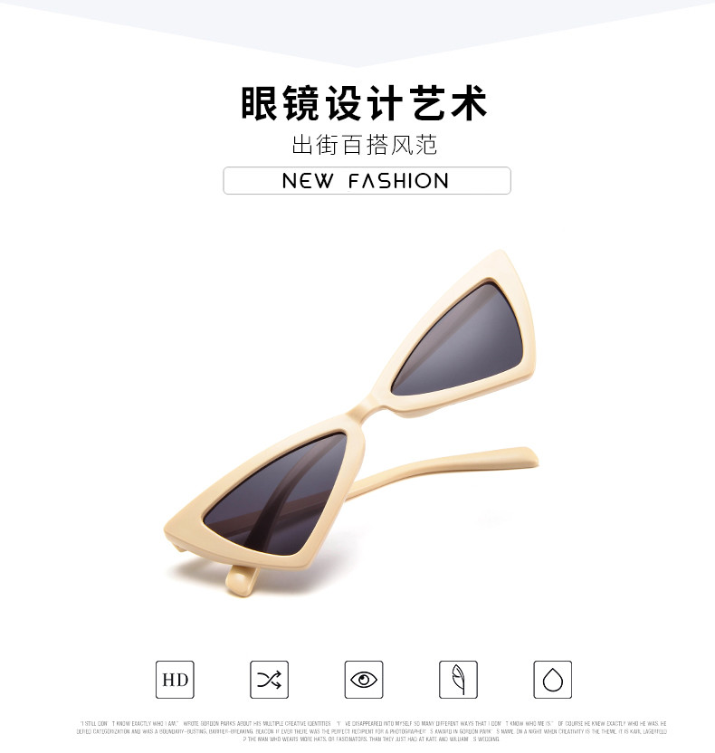 Triangle UV400 Vintage Women Retro Cat Eye Sunglasses
