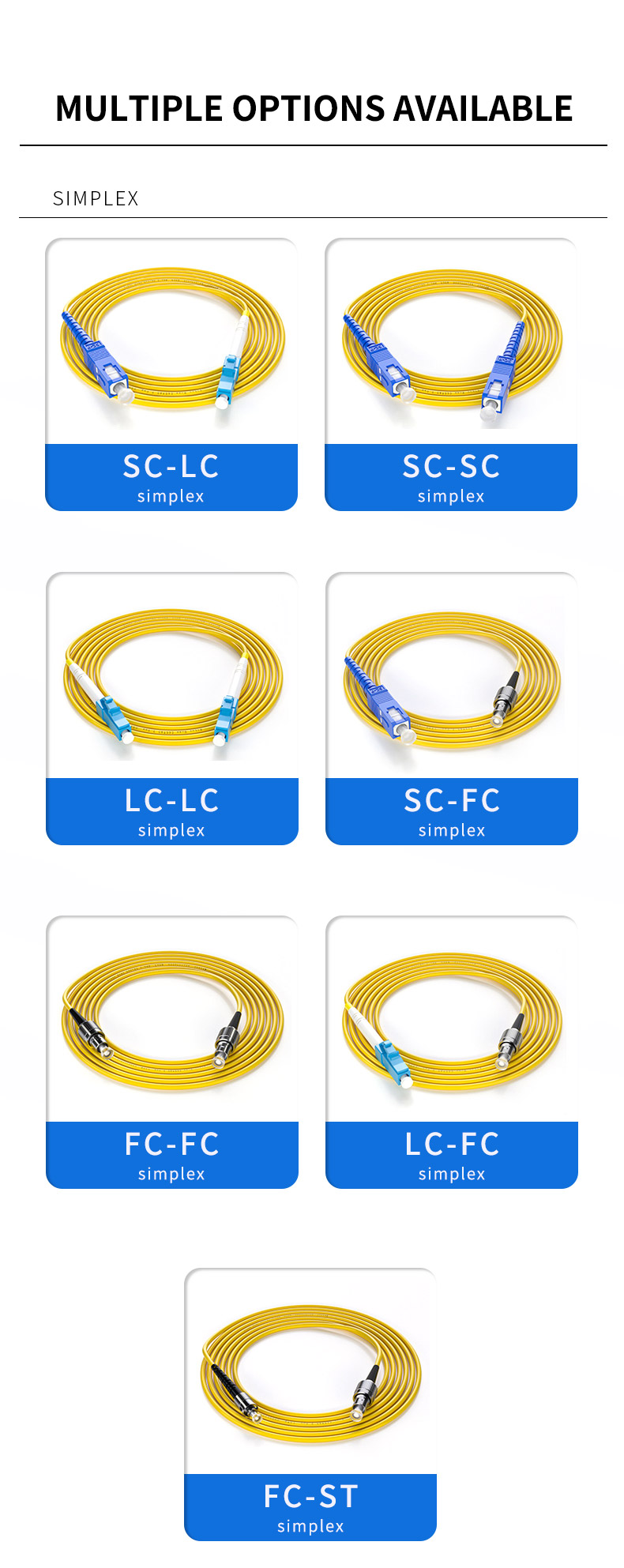 Customized Lengths HXCOWO ST Single-Mode 9/125 OS2 Duplex Fiber Optic Cable Patch