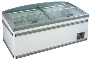 Quality 630L Four Sliding Glass Door Island Freezer , Commercial Deep Freezer For Supermarket wholesale
