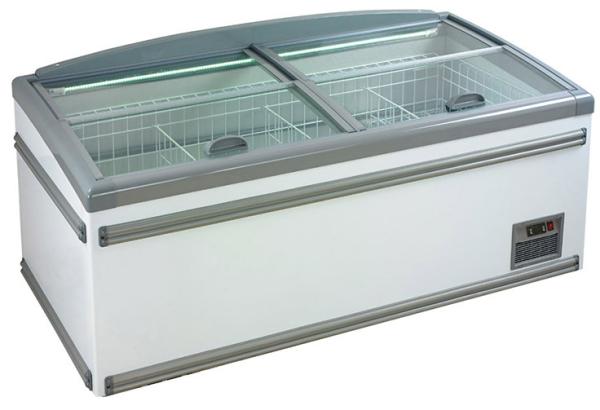 630L Four Sliding Glass Door Island Freezer , Commercial Deep Freezer For