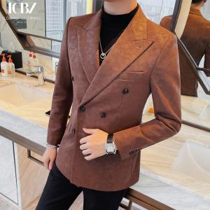 Quality Men's Suede Suit Jacket Business Casual Style Slim Fit Blazer for Men Leather Material wholesale