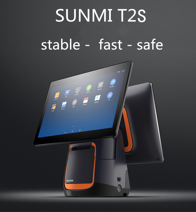 Android 9 Digital Cash Register 15.6" Touch Screen Sunmi T2S for Restaurant