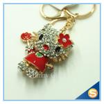 New Animal Metal Bag Ornament Cute Crystal Flower Cat With Candy Key chains