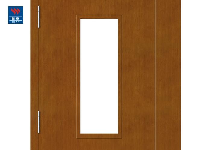 Emergency Exit Glass Fire Rated Double Leaf Wooden Door