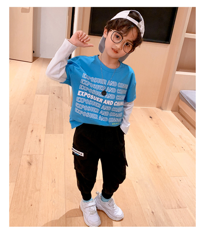 Children's suit Multicolor spring and autumn children's printed two-piece set for boys, suitable for children aged 4-16