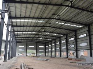 Quality Warehouse Garage Sunlight Tile Steel Frame Construction With 5 Ton Crane wholesale