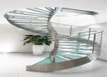 Residential Metal Spiral Staircase Stainless Steel Railing Laminated Glass