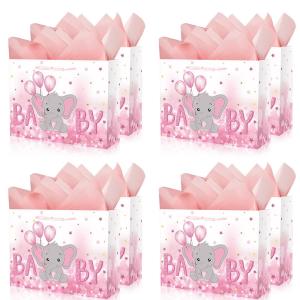 Quality Foldable Large Eco Reusable Baby Girl Pink Cartoon Gift Carry Card Paper Shopping Bag wholesale
