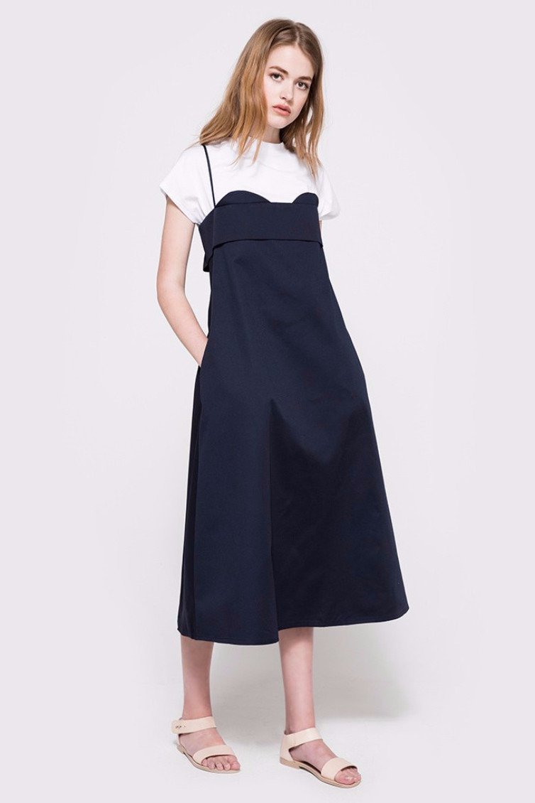 Best Quality Plus Size Navy Blue Midi Elegant Lady Dress
