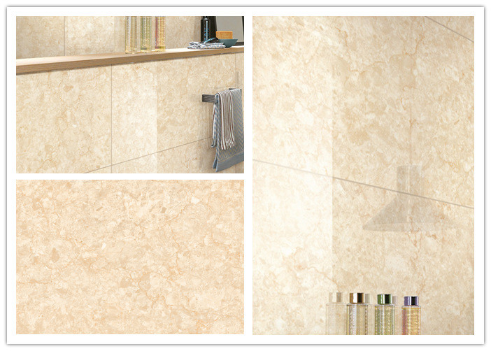 Cream Beige Marble Glazed Porcelain Tile Heat Insulation Antibacteria