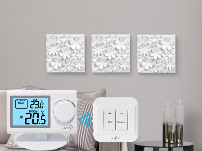 Large LCD Display Wireless Room Thermostat For Temperature Control