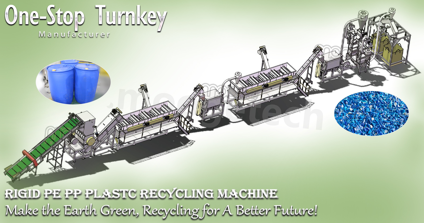 PP PE Plastic Bottles Cleaning Washing Waste Shredder Crusher Recycling Line