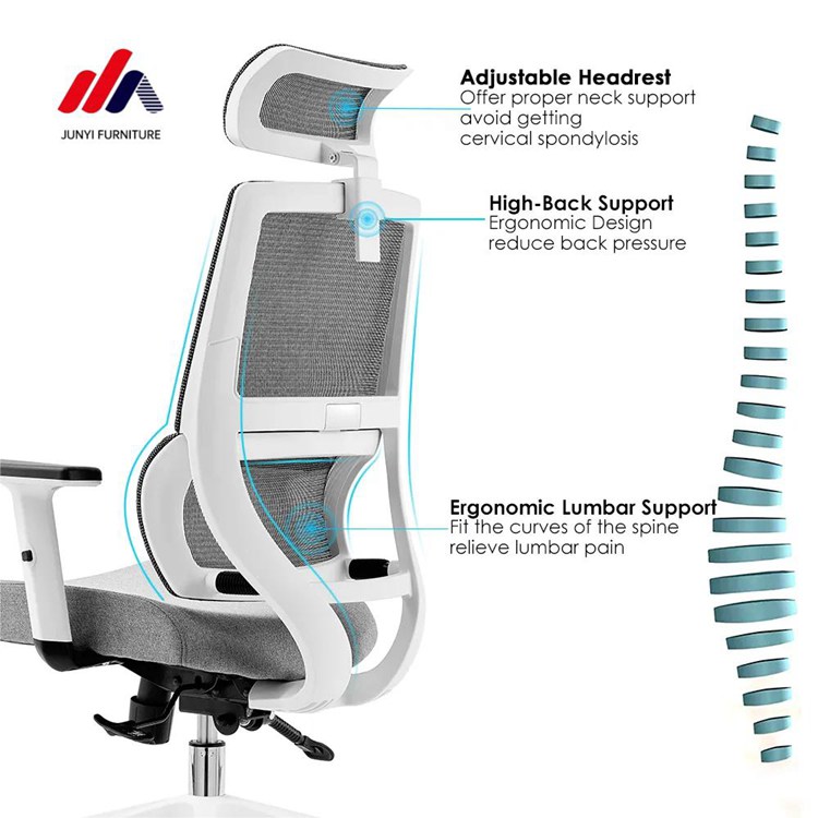 Metal Frame Executive Office Chair Comfortable Mesh Ergonomic PC Chair for Long Hours