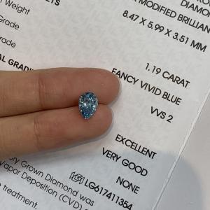 Quality 1.19 Carat VVS2 2EX N IGI Pear Shaped Lab Grown Diamond wholesale