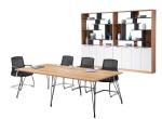 240cm Melamine Conference Table , Office Meeting Table With Six Metal Legs