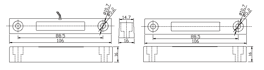 CE certified Surface mounted magnetic switch sensor in ABS Ideal for metal door/ window