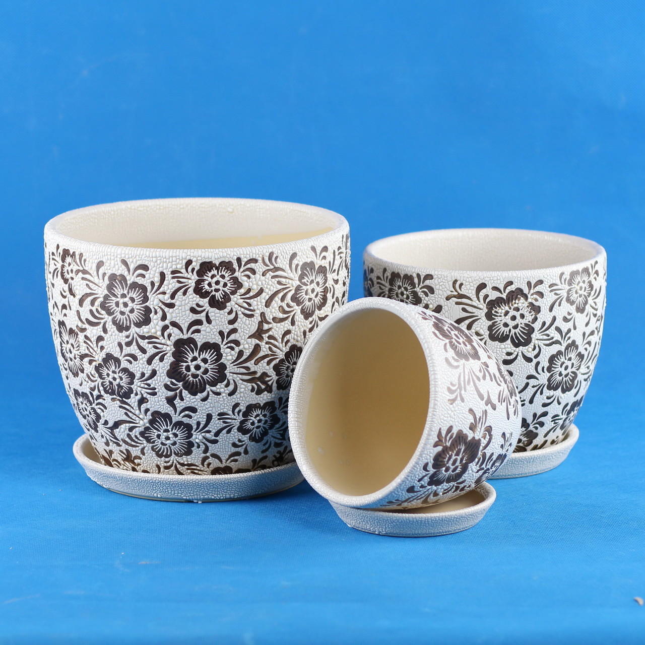 Customized Round Ceramic Pots Wide Selection Drainage Included