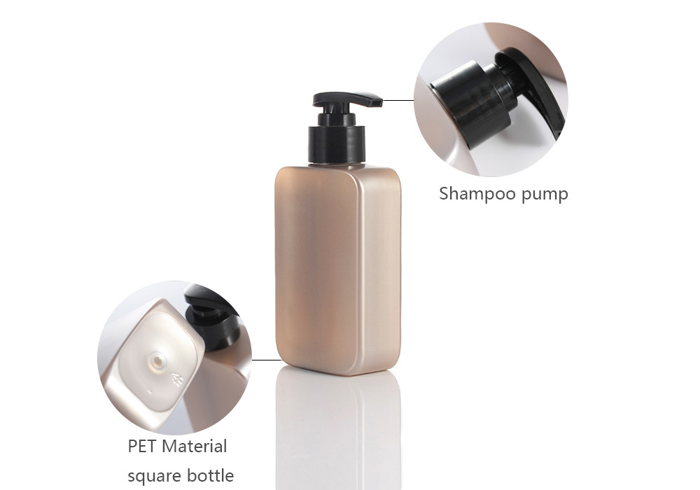 Flat Square 200ml PET Lotion Push Shampoo Pump Bottles