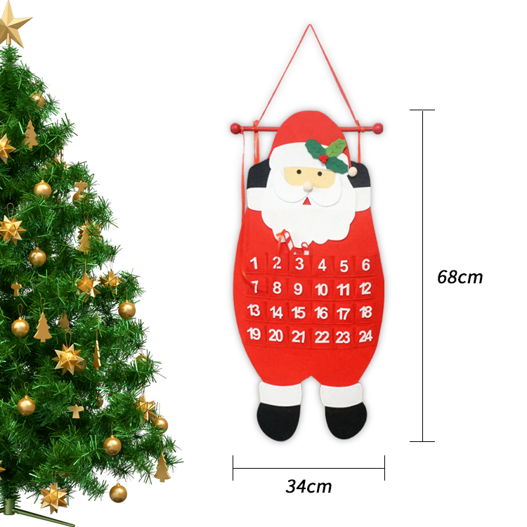 Felt Christmas Santa Advent Calendar With 24 Pockets Wall Hanging Countdown