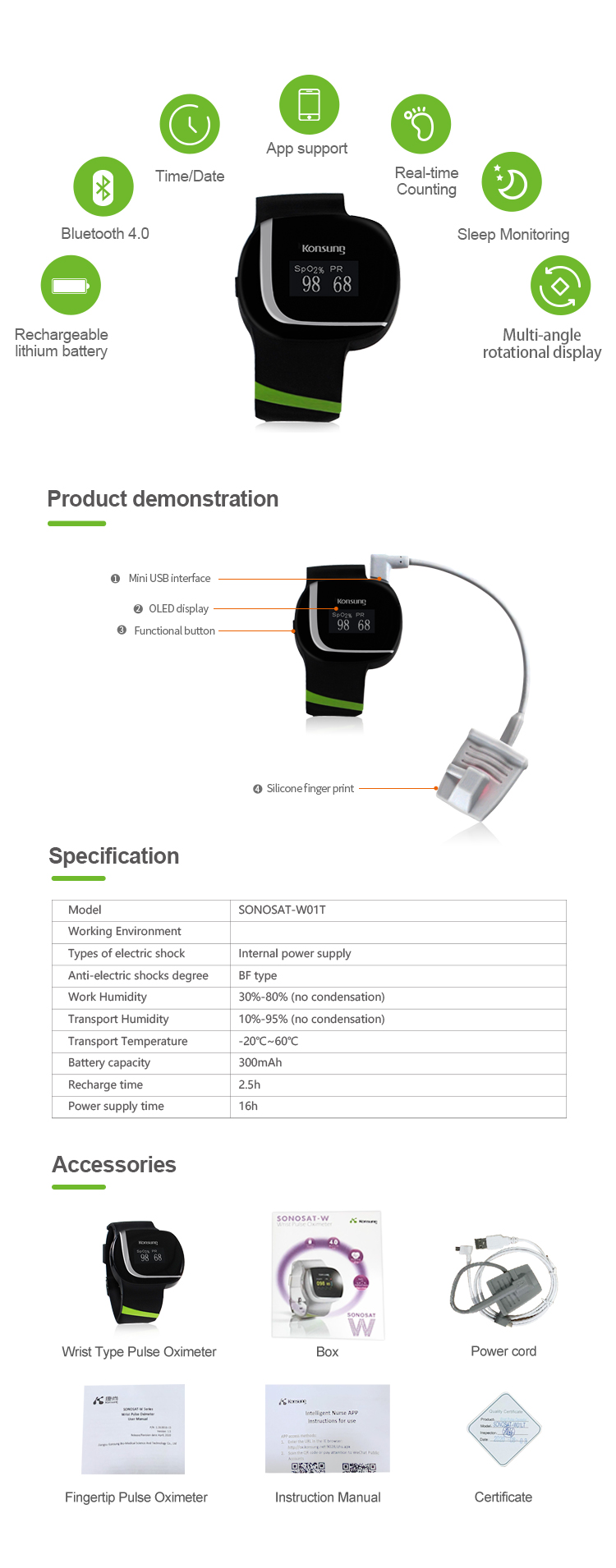 Watch Type Smart Blood Pressure Wifi SpO2 Wrist Pulse Oximeter App