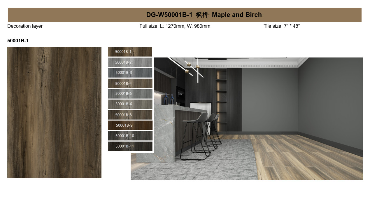 4mm Stone Plastic Composite Flooring Eco Friendly Unilin Click Oak Burlywood Wood Grain GKBM DG-W50001B