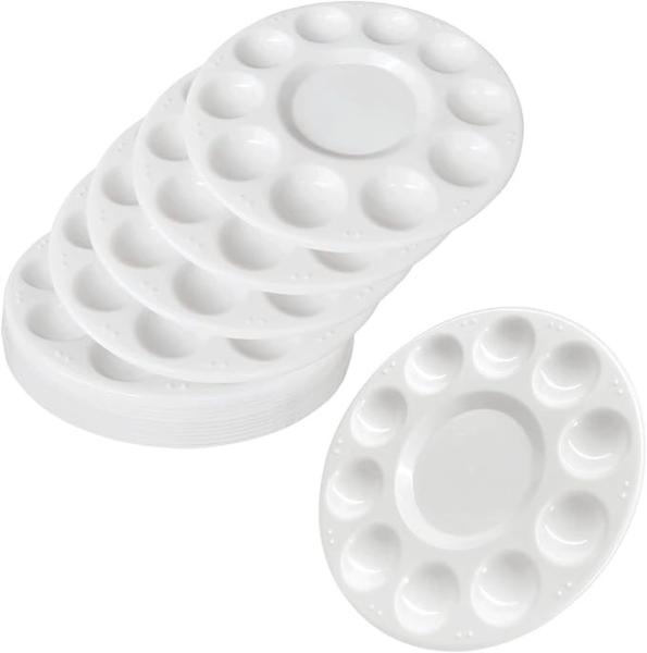 17cm Round Plastic Paint Palettes for Kids , Acrylic Paint Palette for Students