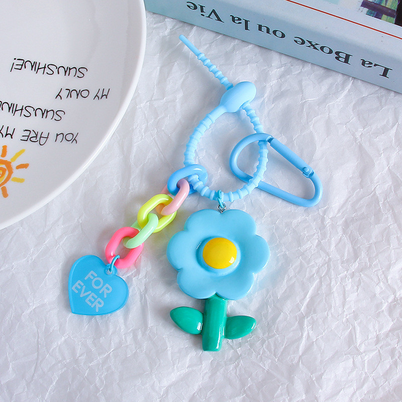 Flower Cartoon Silicone Pendant Keychain Charms Pendan Key Ring for Purse Handbag