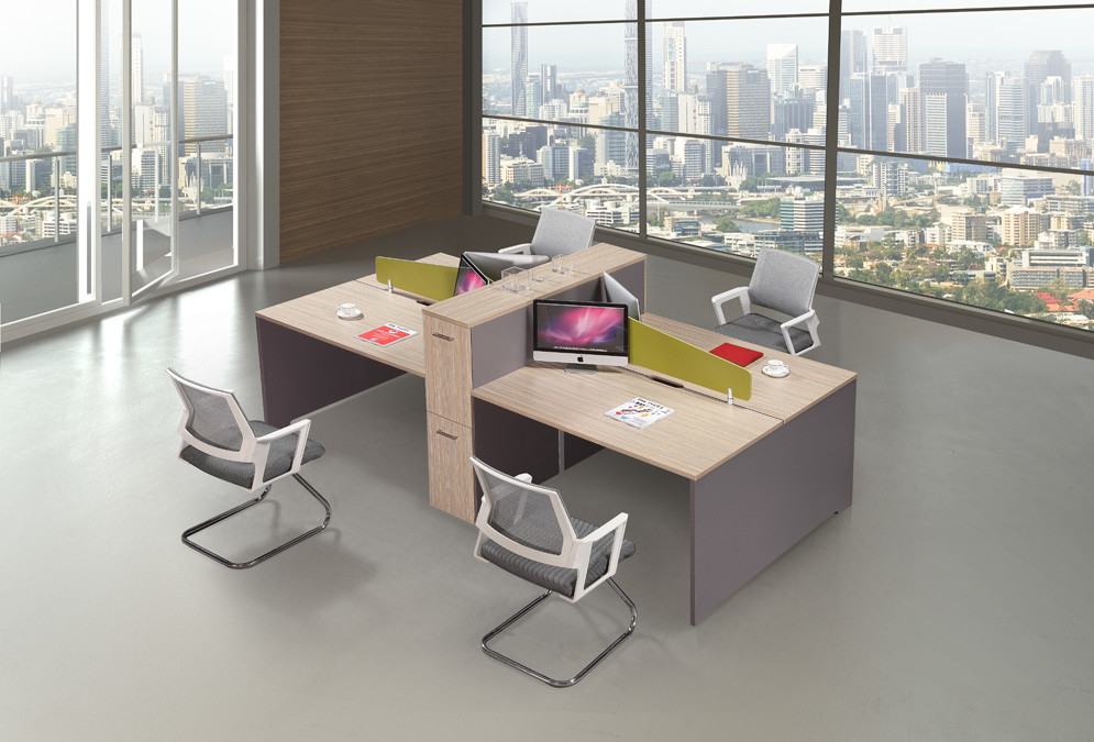 4 Seats Screen Office Partition Workstation Safely Smooth Staff Furniture