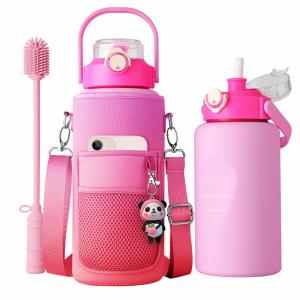 Quality 2 Gallon 64oz Insulated Stainless Steel Water Bottles Jug With Straw wholesale