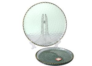 Quality Kitchen Hammpered Gold Rim Crystal Glass Plates 22cm Handmade Dinner Plate wholesale