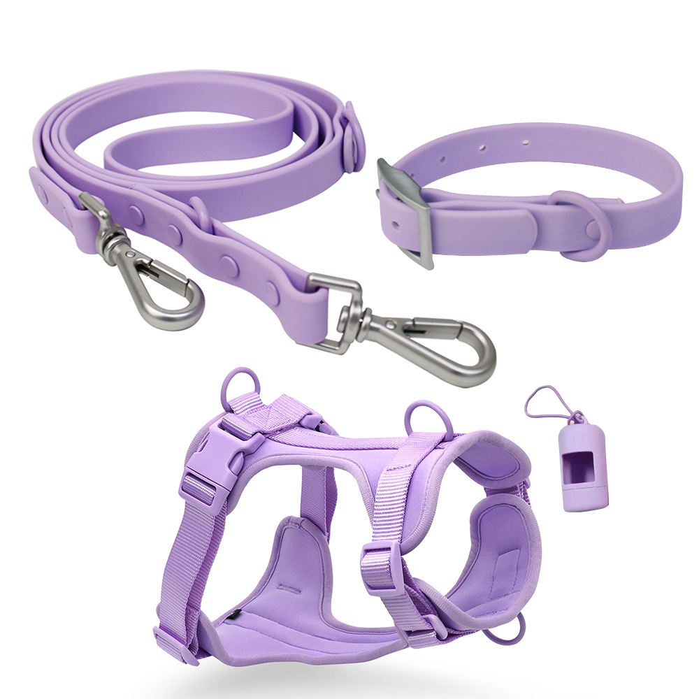 Decoration Custom Logo Waterproof Soft PVC Dog Collar and Leash Harness Set
