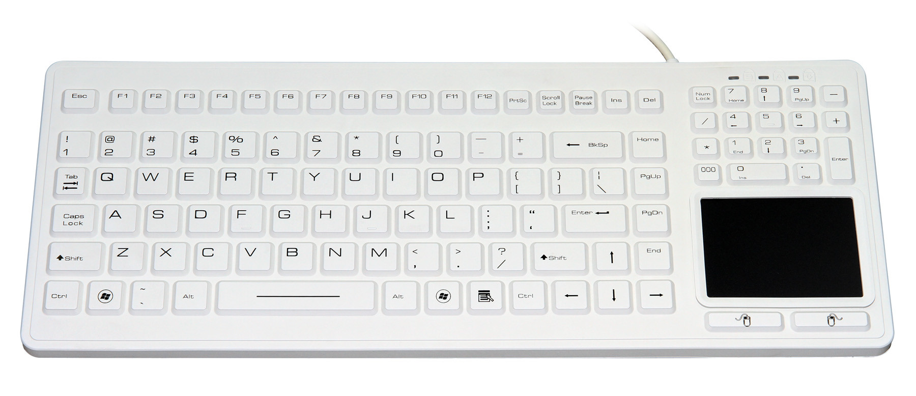 Anti Virus Medical Keyboard With Integrated Touchpad Completely Sealed IP68 Cleanable