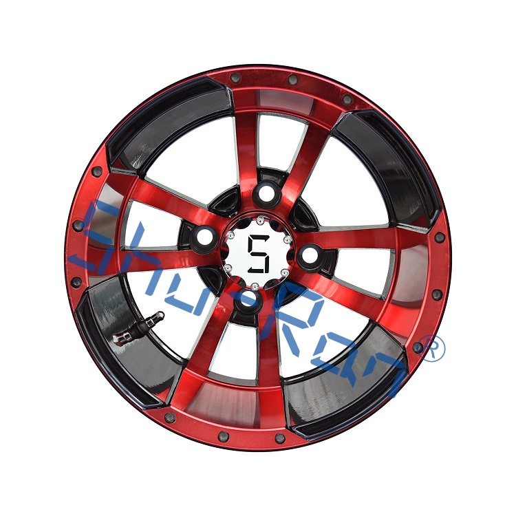Golf Cart 12''/14'' Machined/ Glossy Black Aluminum Wheels Rims for Club Car, EZGO, YMH Golf Carts
