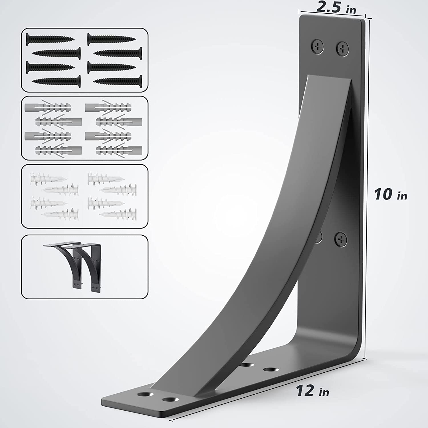 Triangular Carbon Steel Shelf Brackets for Heavy Duty 450lbs Load in Garage Workshop