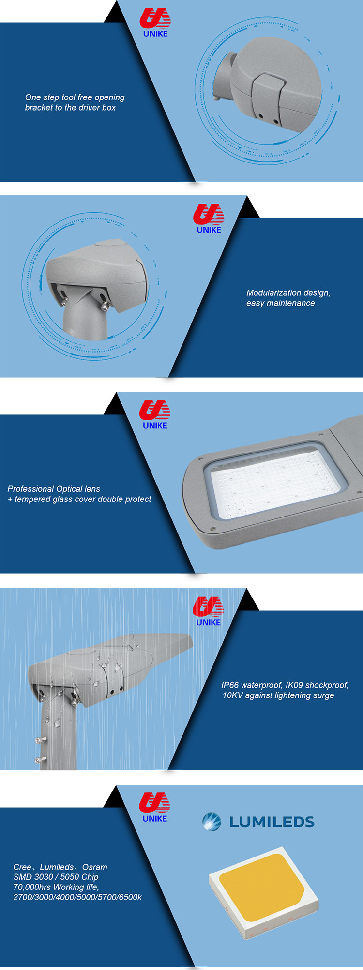 155LM/W Led Road Street Light 50 Watt Led Street Light Radar Sensor Optional