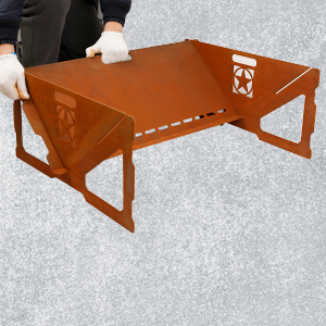 Black Metal Fire Pit BBQ Stove Outdoor Bonfire Weathering Steel Wood Burning Fireplace
