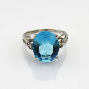 Quality Fashion Jewelry 10mmx12mm Oval Blue Cubic Zirconia 925 Silver Ring(R235) wholesale