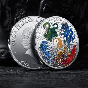 Quality Custom Chinese Four Great Beasts Commemorative Coins Queen Elizabeth Metal Coins wholesale