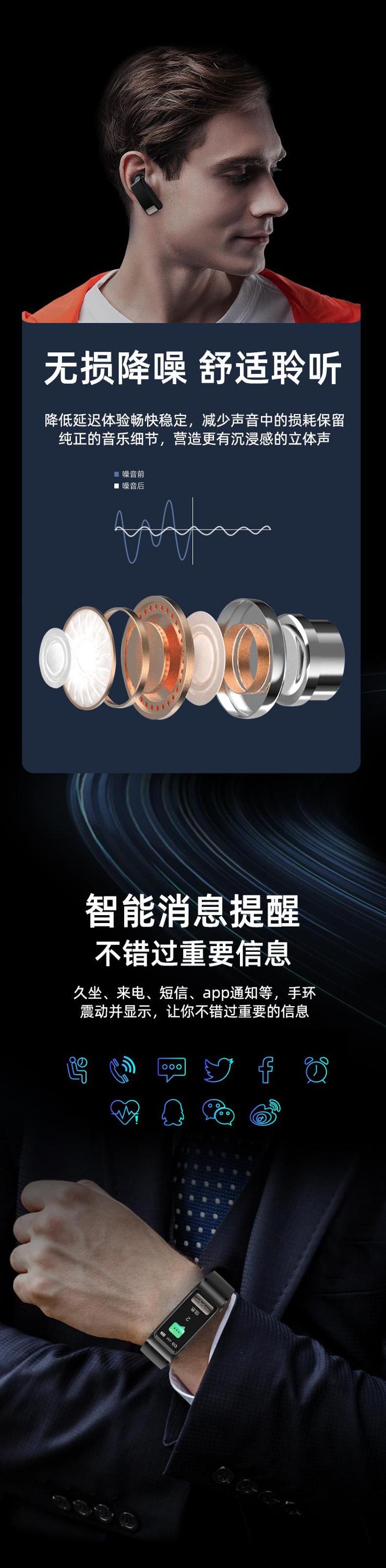 Healthy Waterproof Sports Smartwatch earbuds 2 in 1 X5 Wrist Smart Bracelet ECG PPG