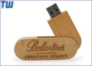 Quality Rotating Wooded Bamboo Material 16GB USB Pendrive 3D Laser Logo wholesale