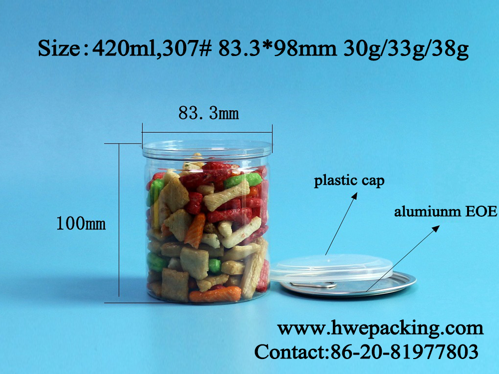 Airtight Sealing Empty Plastic Jars 420ml 14.2oz Organic Cacao Nibs Chilli Paste Food Packaging