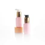 60ml Pink Round Cosmetic Lotion Bottle Electroplating Golden Pump