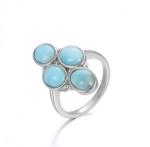Natural Cabochon Larimar Silver Jewelry Gemstone Ring 925 Solid Sterling Silver
