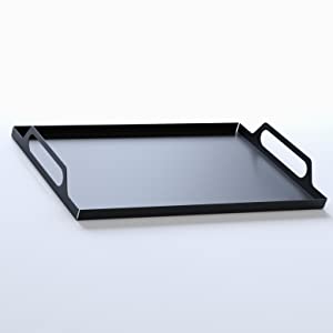 Serve Snacks in Style with this Rectangle Black Metal Tray with Handles 16.7x9.5 inches