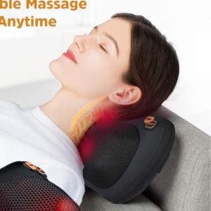 Quality 24W Travel Neck Pillow Massager Black Vibrating Neck Pillow With Heat wholesale