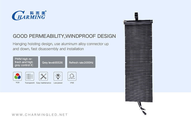 Multipurpose 32x16 Flexible LED Screen , Windproof Bendable LED Display